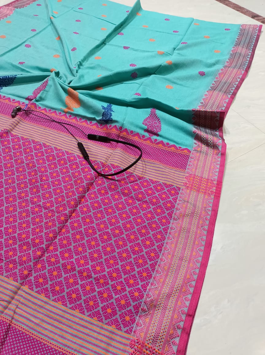 Cotton On Shades Jamdani Saree(Marcerized Cotton)