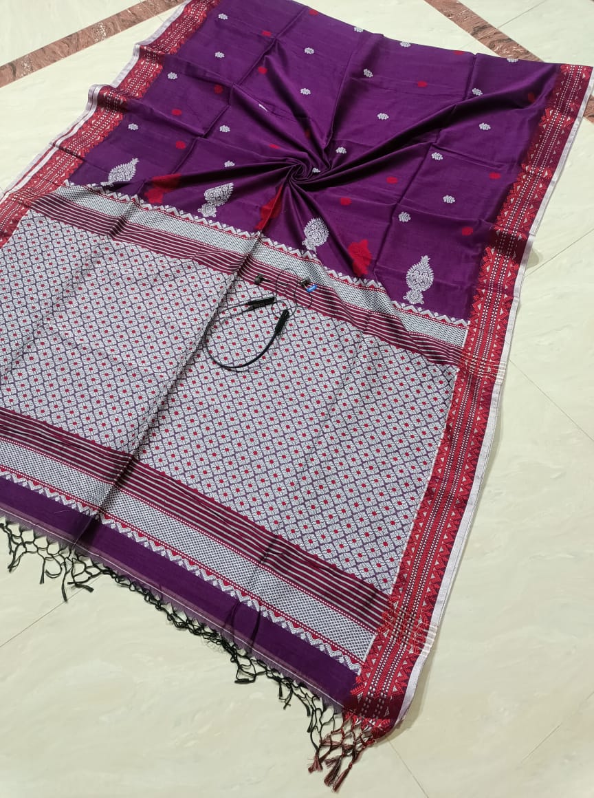 Cotton On Shades Jamdani Saree(Marcerized Cotton)