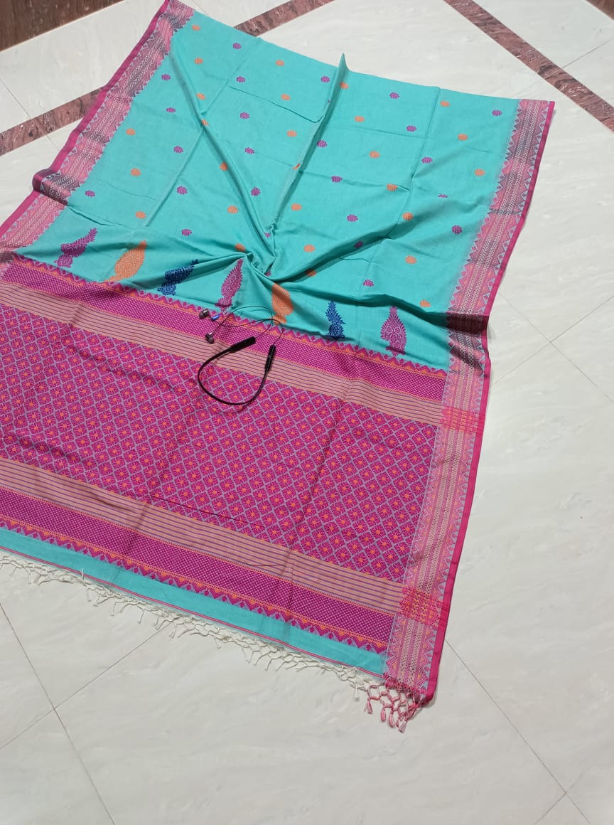 Cotton On Shades Jamdani Saree(Marcerized Cotton)