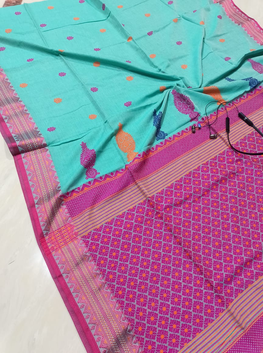 Cotton On Shades Jamdani Saree(Marcerized Cotton)