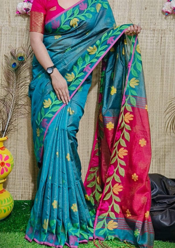 Exclusive Mina Lata Tissue Cotton Saree