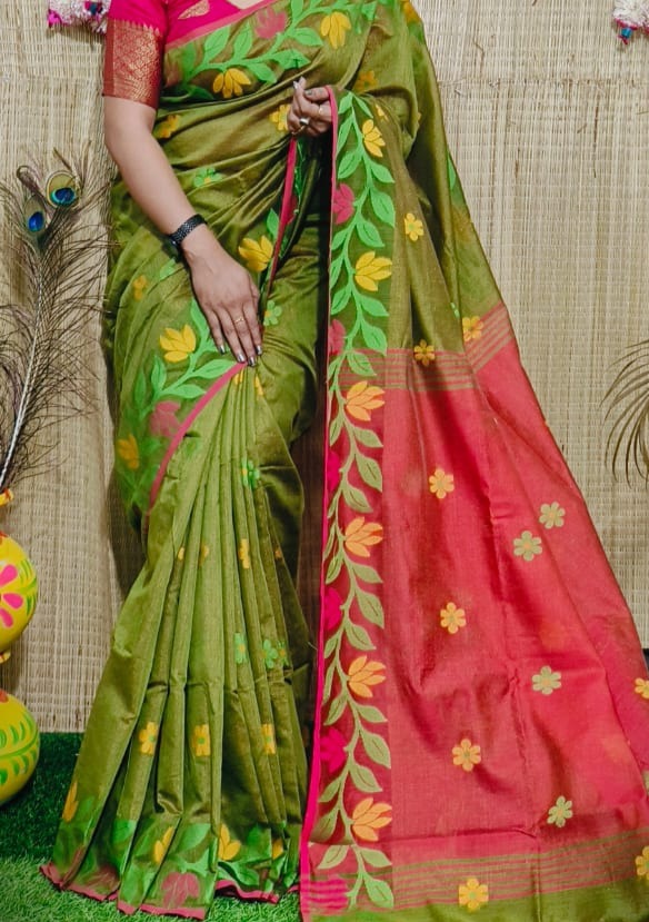 Exclusive Mina Lata Tissue Cotton Saree