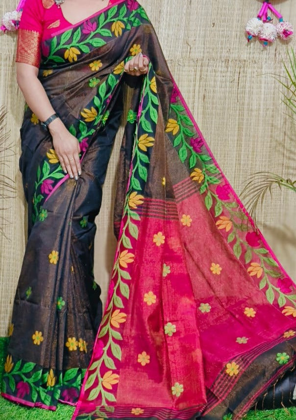 Exclusive Mina Lata Tissue Cotton Saree