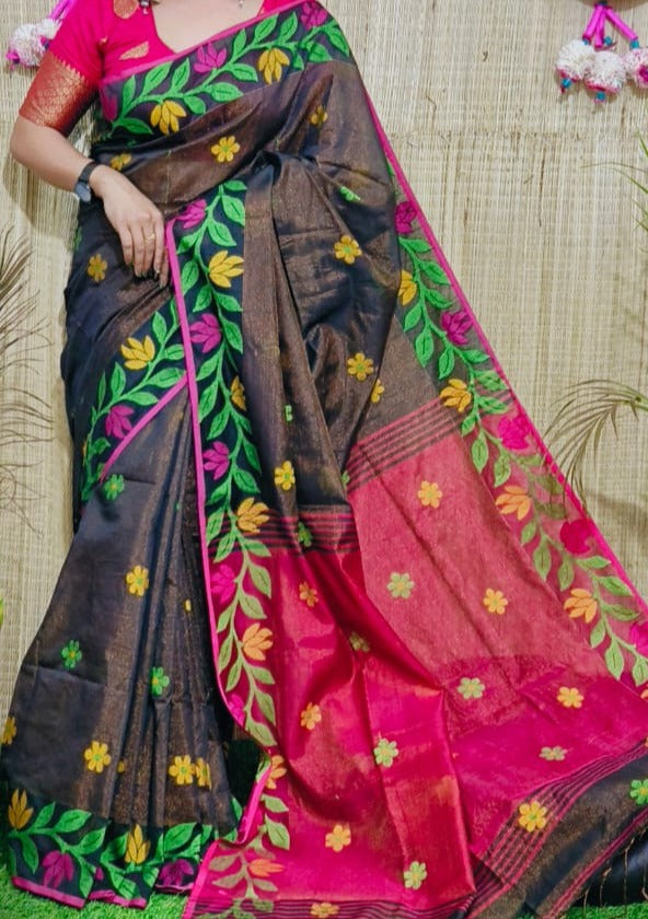 Exclusive Mina Lata Tissue Cotton Saree