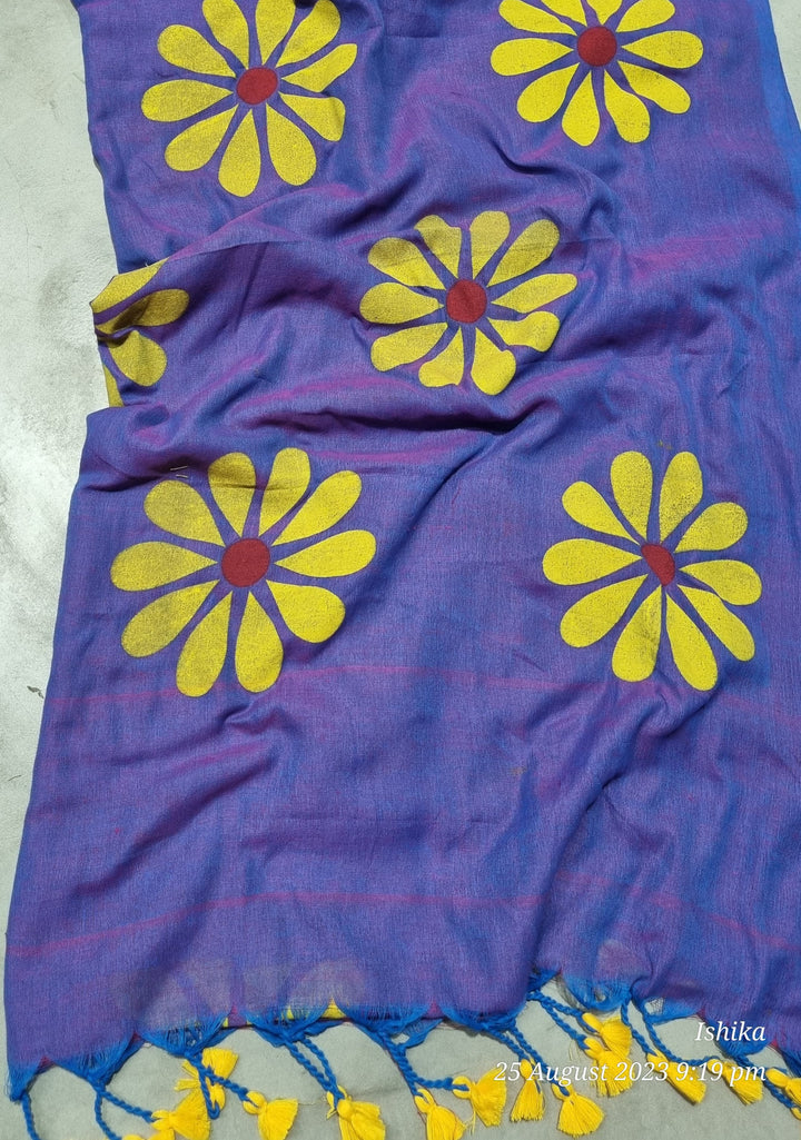 Cheerful Sunflower - Pure Khadi Cotton Sareee