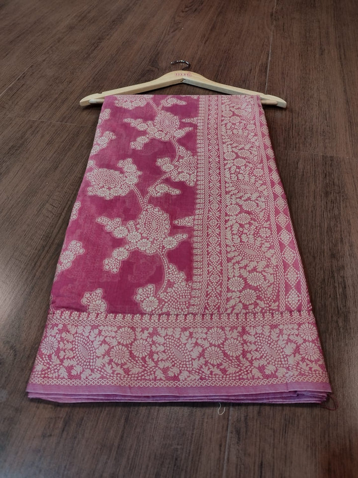 Symphony In pink- Lucknowi Chikankari Weaving Saree