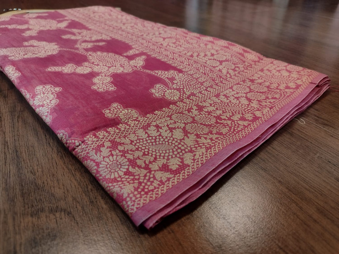 Symphony In pink- Lucknowi Chikankari Weaving Saree