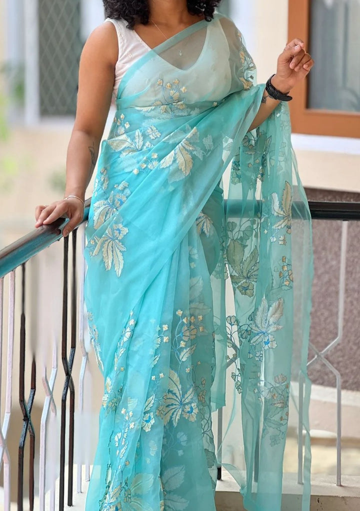 Decendants Of Fall's (Colors As You Like) Pure Organza Saree