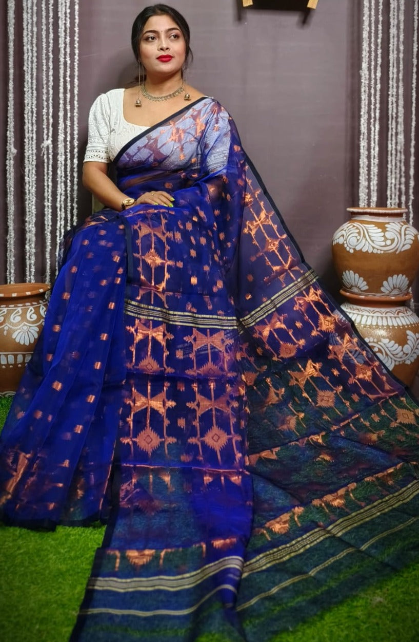 Designer Bengal Jori Dhakai Jamdani Saree