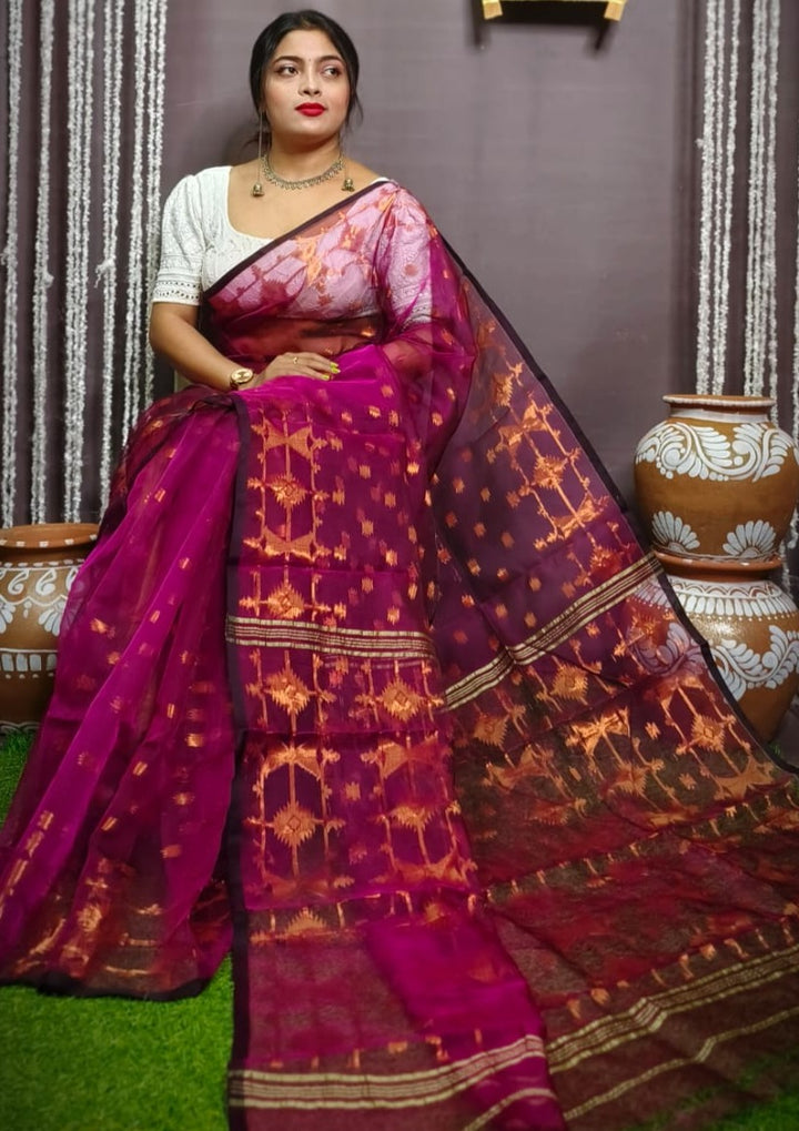 Designer Bengal Jori Dhakai Jamdani Saree