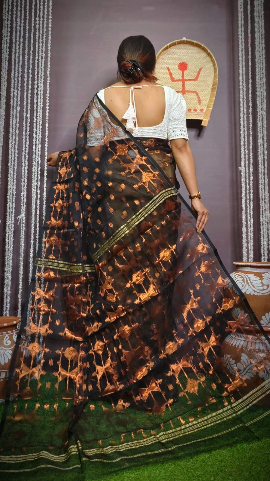 Designer Bengal Jori Dhakai Jamdani Saree