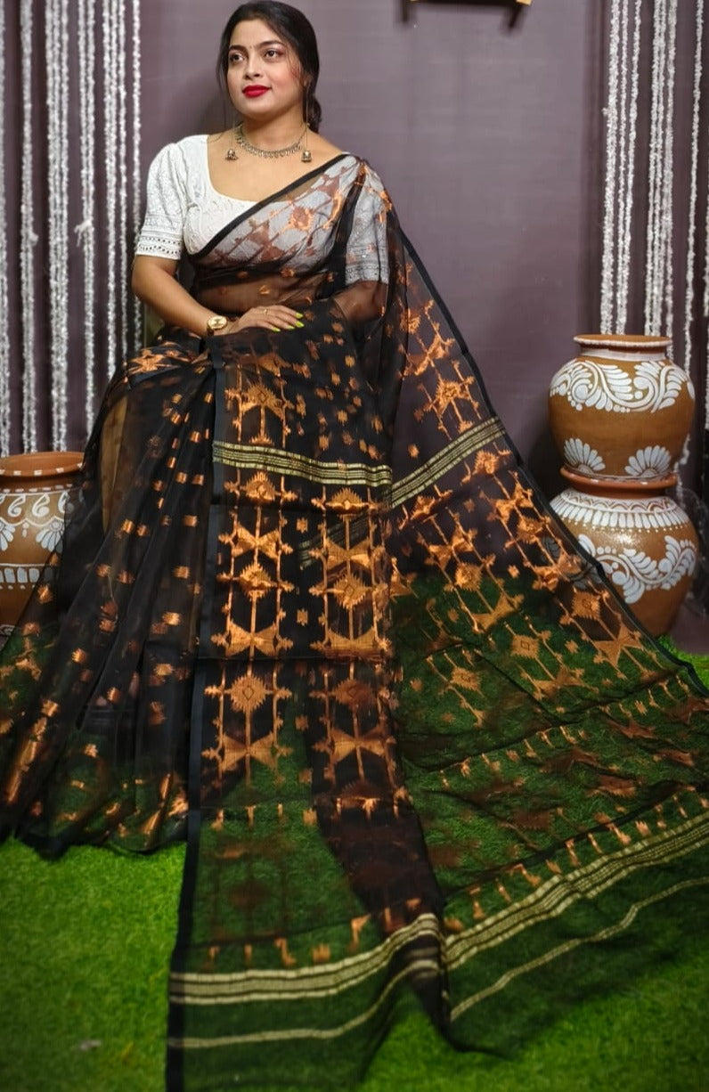 Designer Bengal Jori Dhakai Jamdani Saree