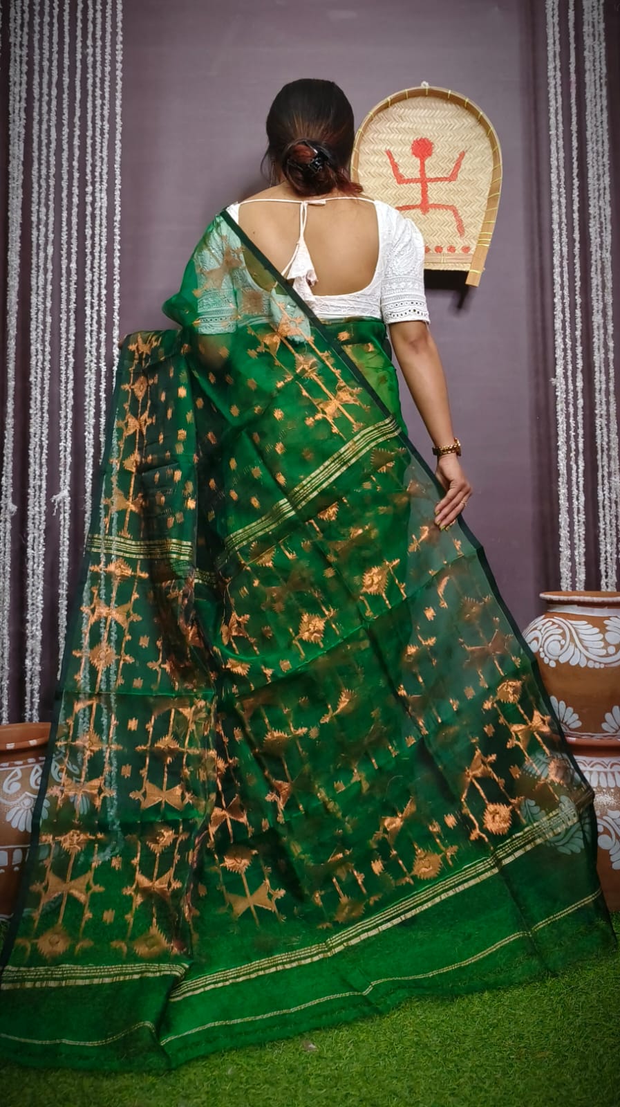 Designer Bengal Jori Dhakai Jamdani Saree