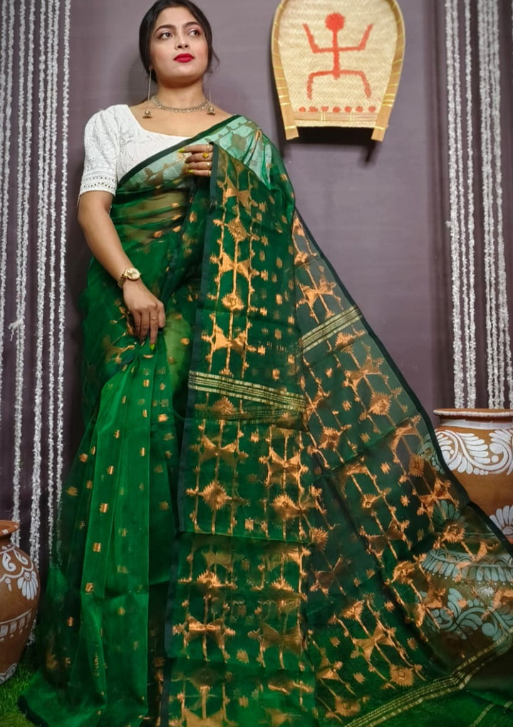 Designer Bengal Jori Dhakai Jamdani Saree