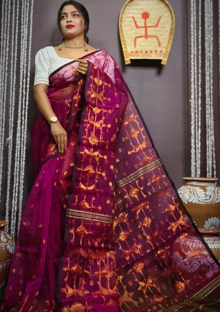 Designer Bengal Jori Dhakai Jamdani Saree