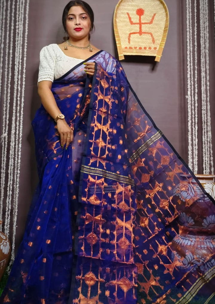 Designer Bengal Jori Dhakai Jamdani Saree