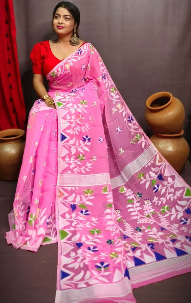 Pushpa Brinto Bengal Dhakai Jamdani Saree