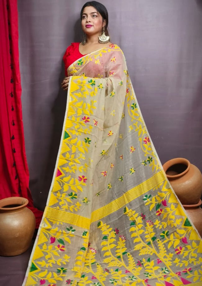 Pushpa Brinto Bengal Dhakai Jamdani Saree