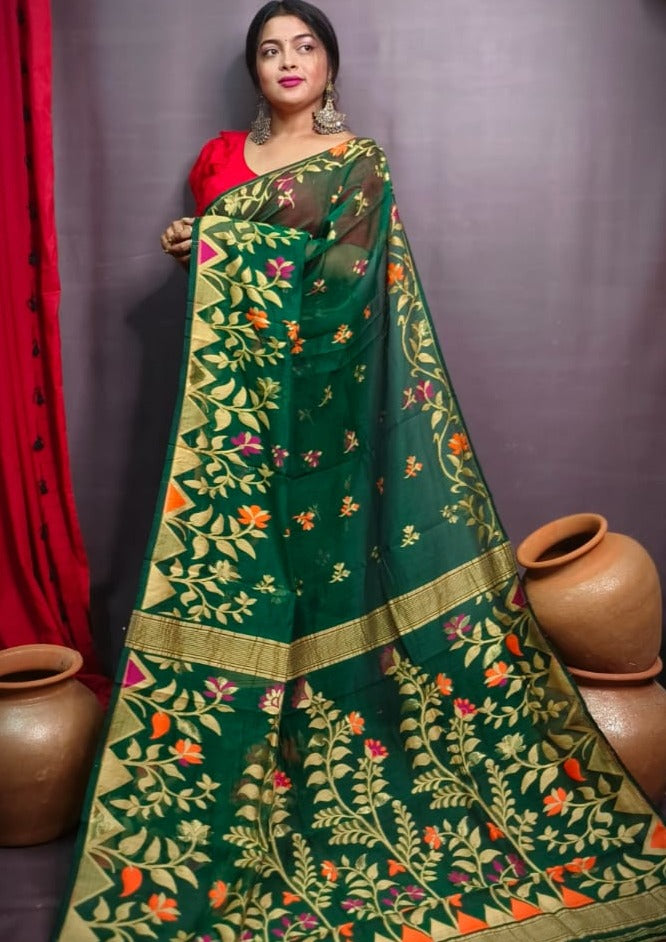 Pushpa Brinto  Bengal Dhakai Jamdani Saree