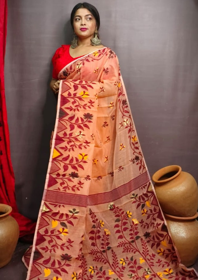 Pushpa Brinto Bengal Dhakai Jamdani Saree