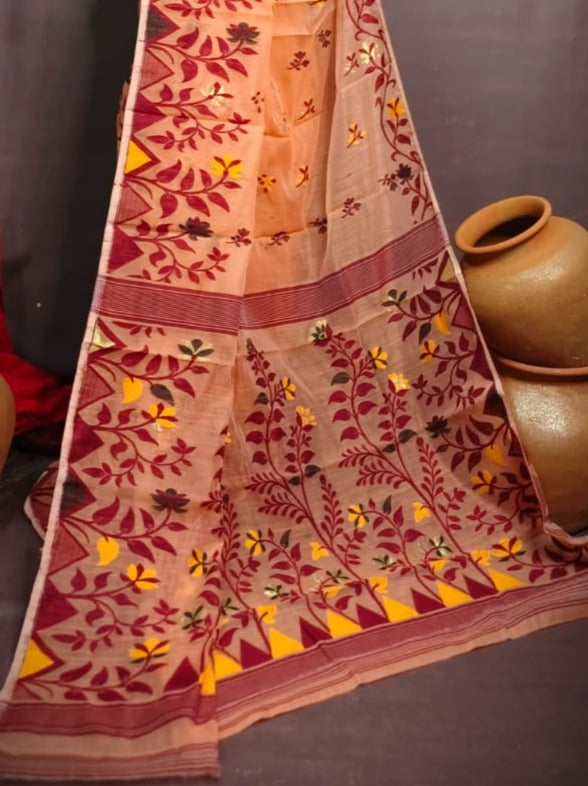 Pushpa Brinto Bengal Dhakai Jamdani Saree