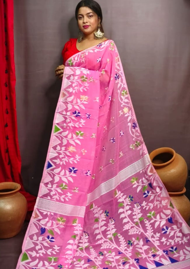 Pushpa Brinto Bengal Dhakai Jamdani Saree