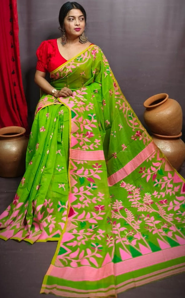 Pushpa Brinto Bengal Dhakai Jamdani Saree