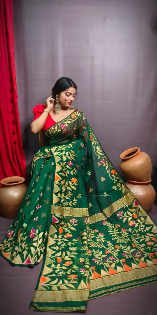 Pushpa Brinto  Bengal Dhakai Jamdani Saree