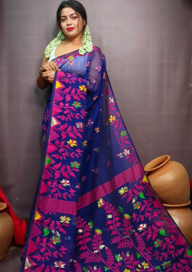 Pushpa Brinto Bengal Dhakai Jamdani Saree