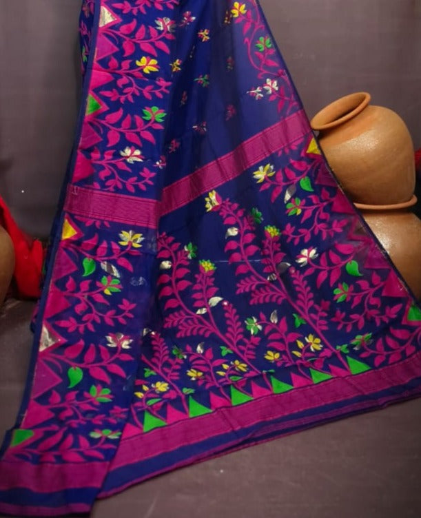 Pushpa Brinto Bengal Dhakai Jamdani Saree