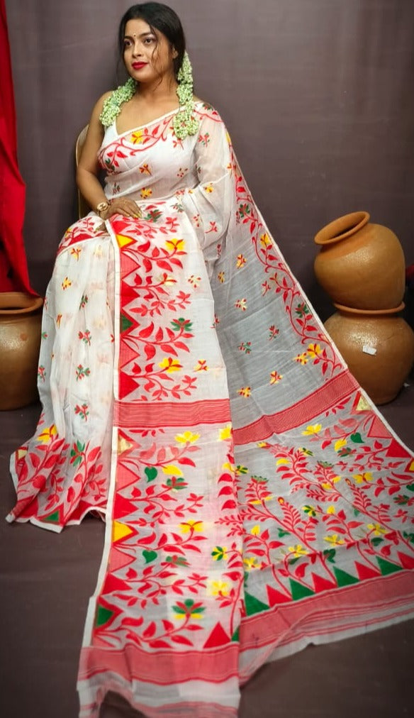 Pushpa Brinto  Bengal Dhakai Jamdani Saree