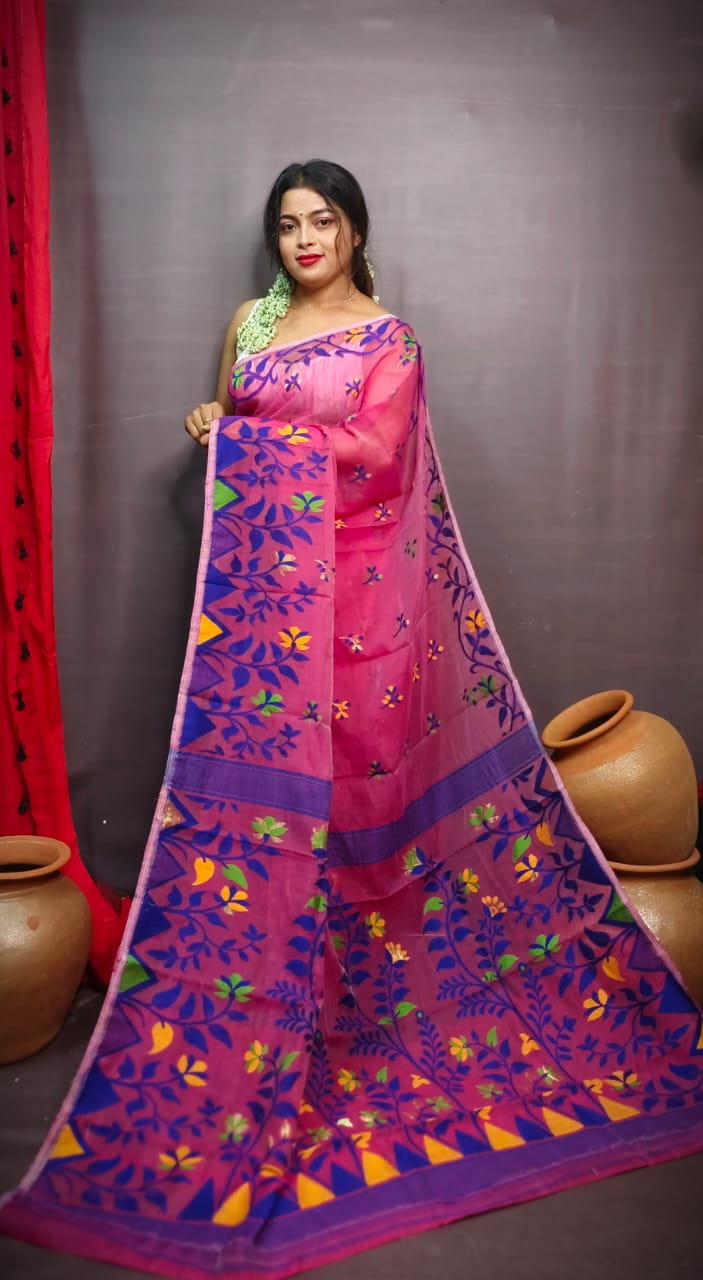 Pushpa Brinto Bengal Dhakai Jamdani Saree