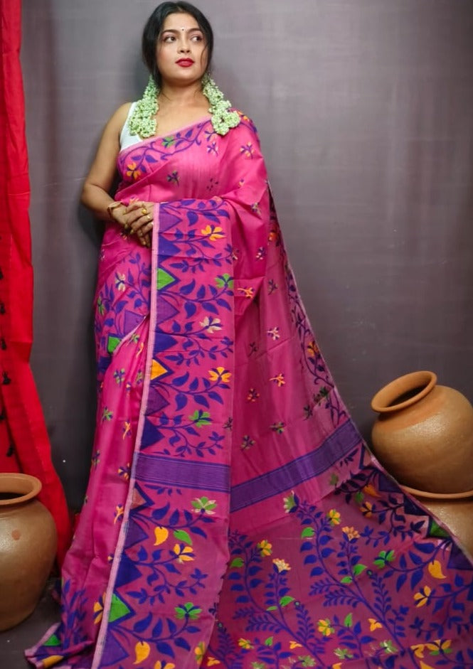 Pushpa Brinto Bengal Dhakai Jamdani Saree