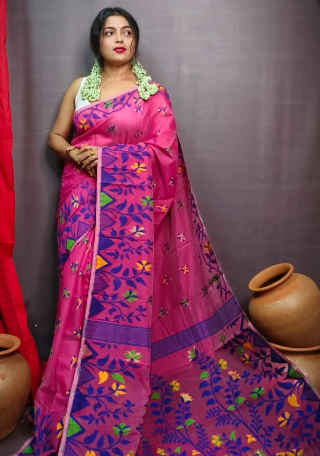 Pushpa Brinto Bengal Dhakai Jamdani Saree