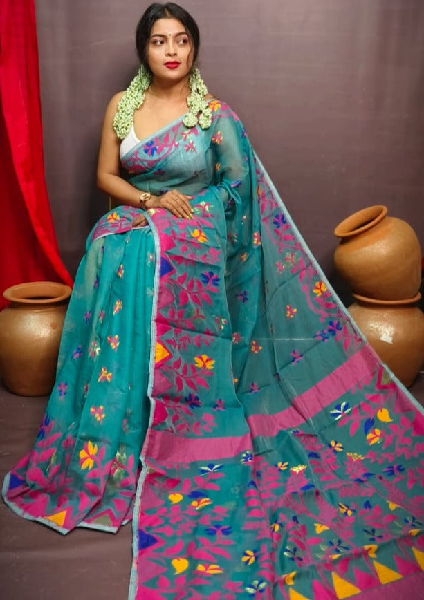 Pushpa Brinto Bengal Dhakai Jamdani Saree