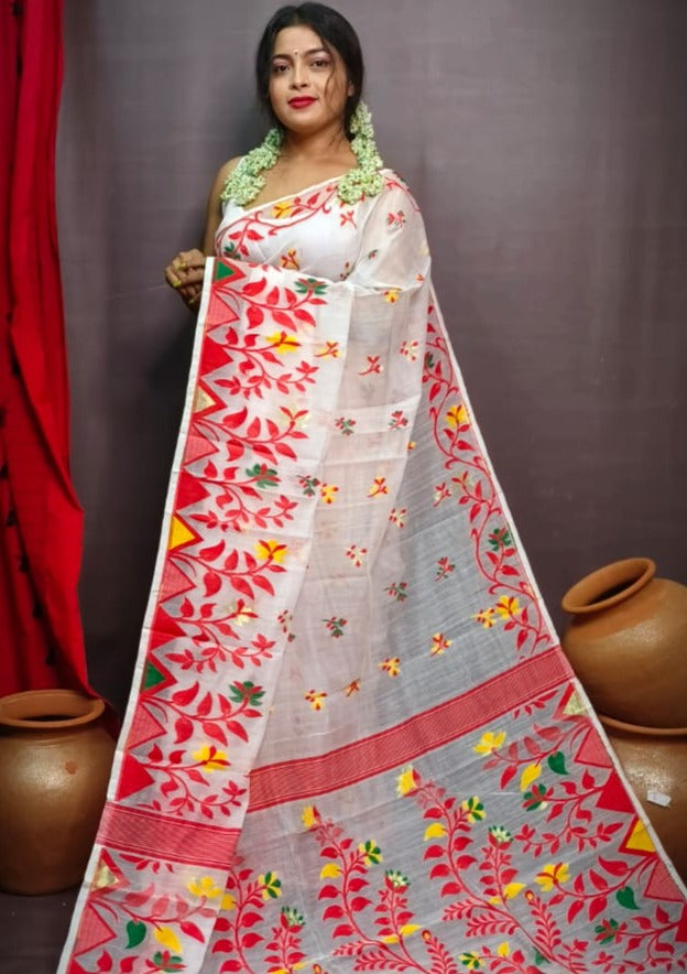 Pushpa Brinto  Bengal Dhakai Jamdani Saree