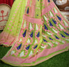 Grass Green and Pink Designer Ikkat Dhakai Jamdani Saree