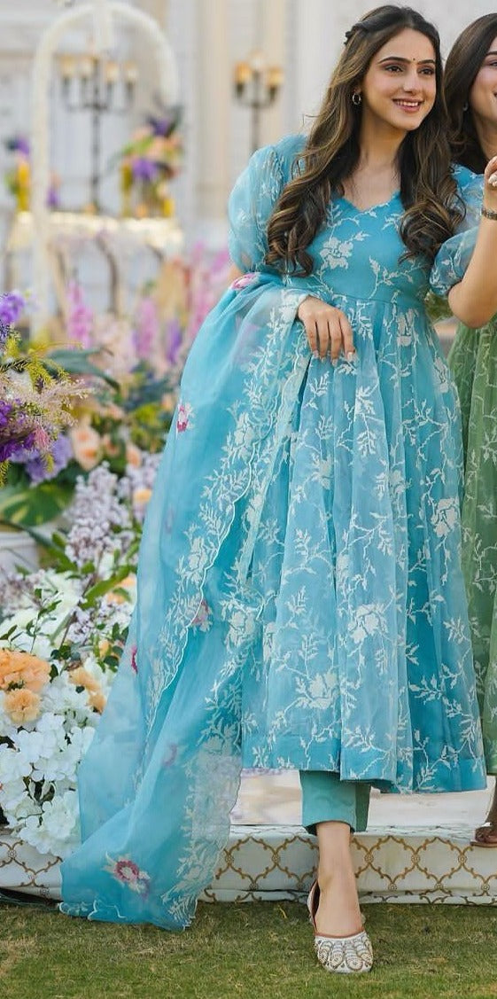 Traditional Fest- Embroidery Suit Set( Fairy Tale Blue)