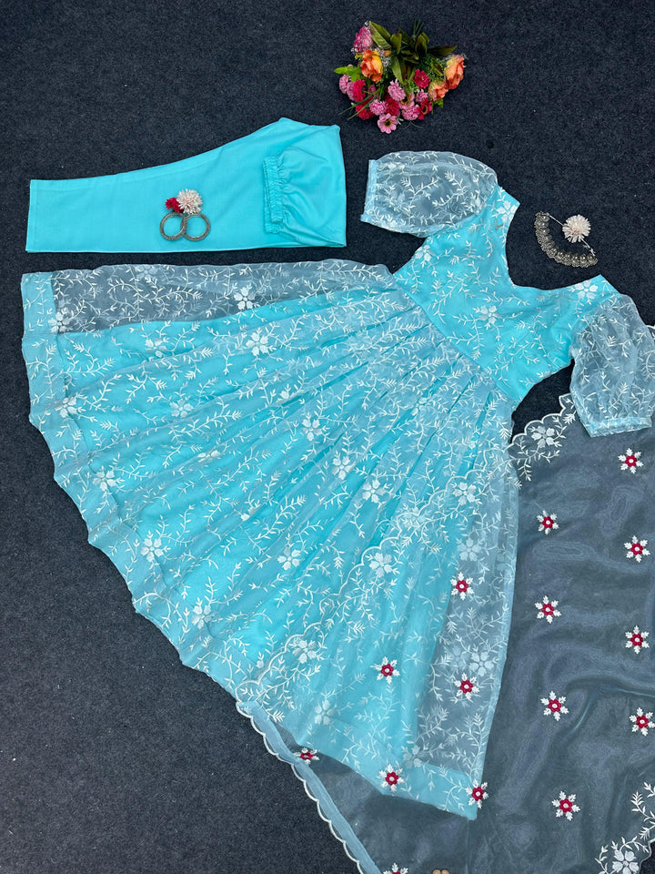 Traditional Fest- Embroidery Suit Set( Fairy Tale Blue)