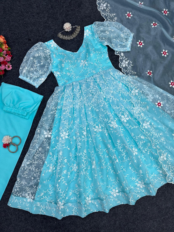 Traditional Fest- Embroidery Suit Set( Fairy Tale Blue)