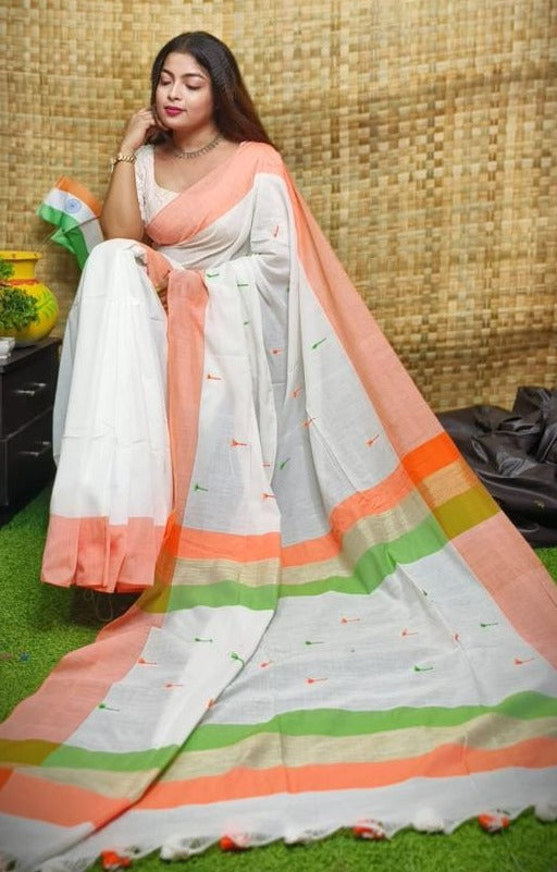 Trianga Digital Print With Zari Formal Wear Republic Day Uniform Saree