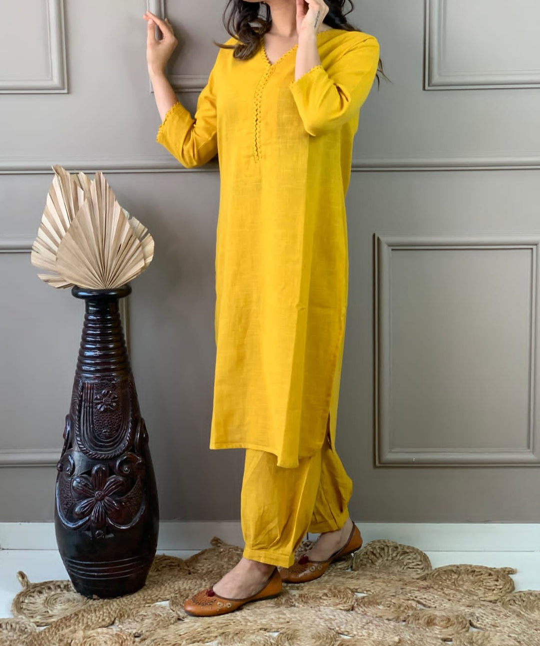 Satire Of Attire Kurti Set(Jolly Yellow)