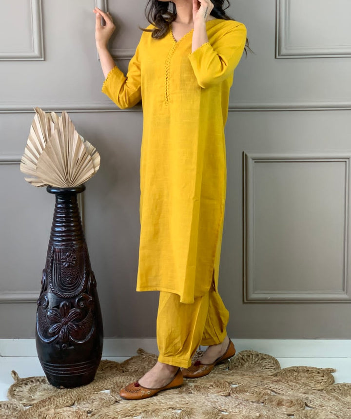 Satire Of Attire Kurti Set(Jolly Yellow)