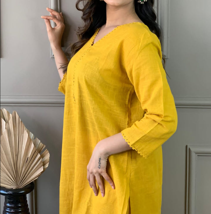 Satire Of Attire Kurti Set(Jolly Yellow)