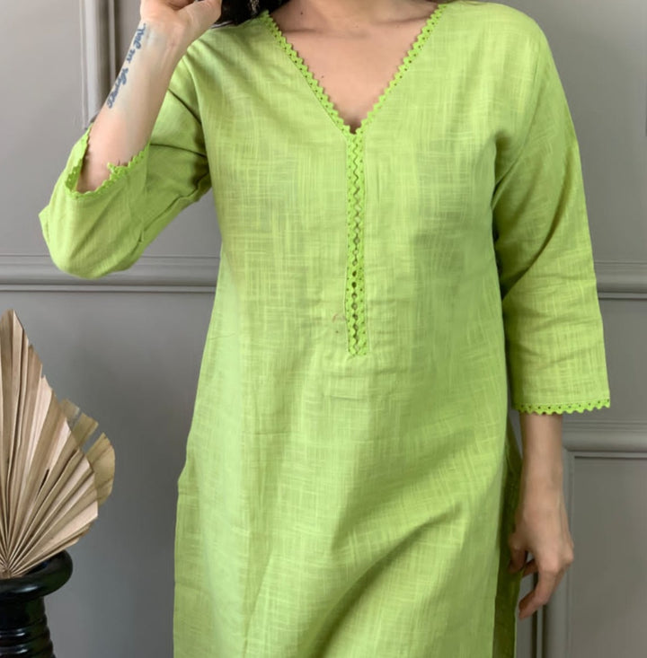 Satire Of Attire Kurti Set(Witty Green)