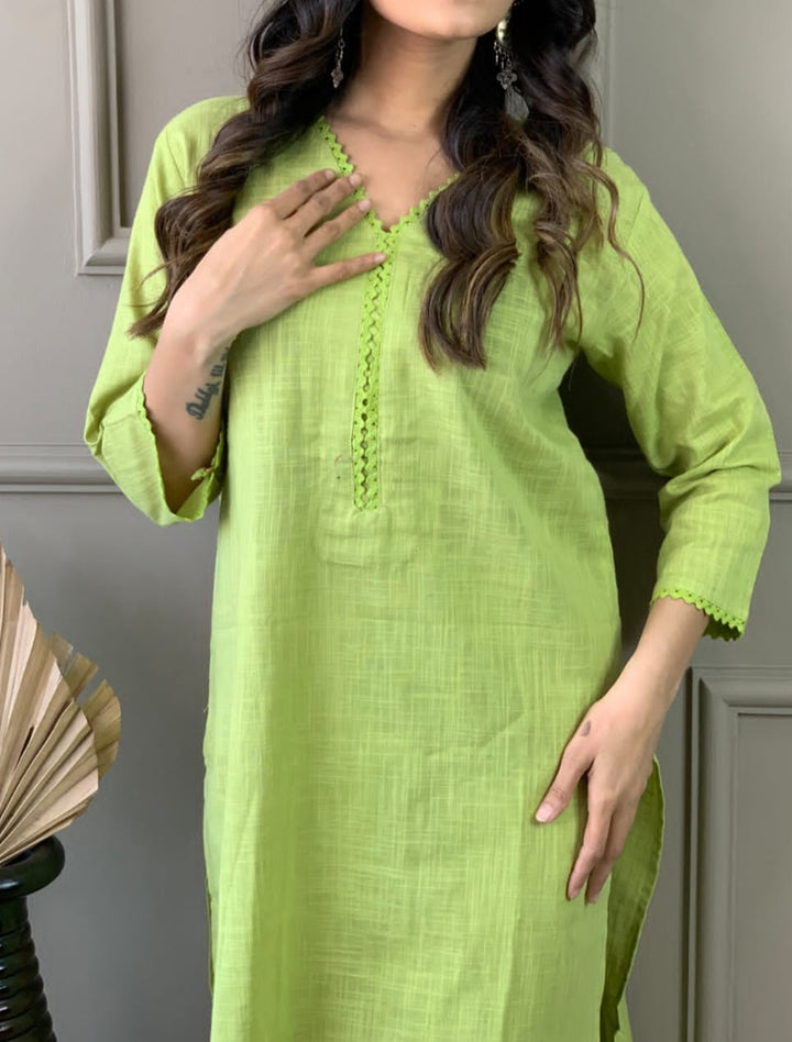 Satire Of Attire Kurti Set(Witty Green)