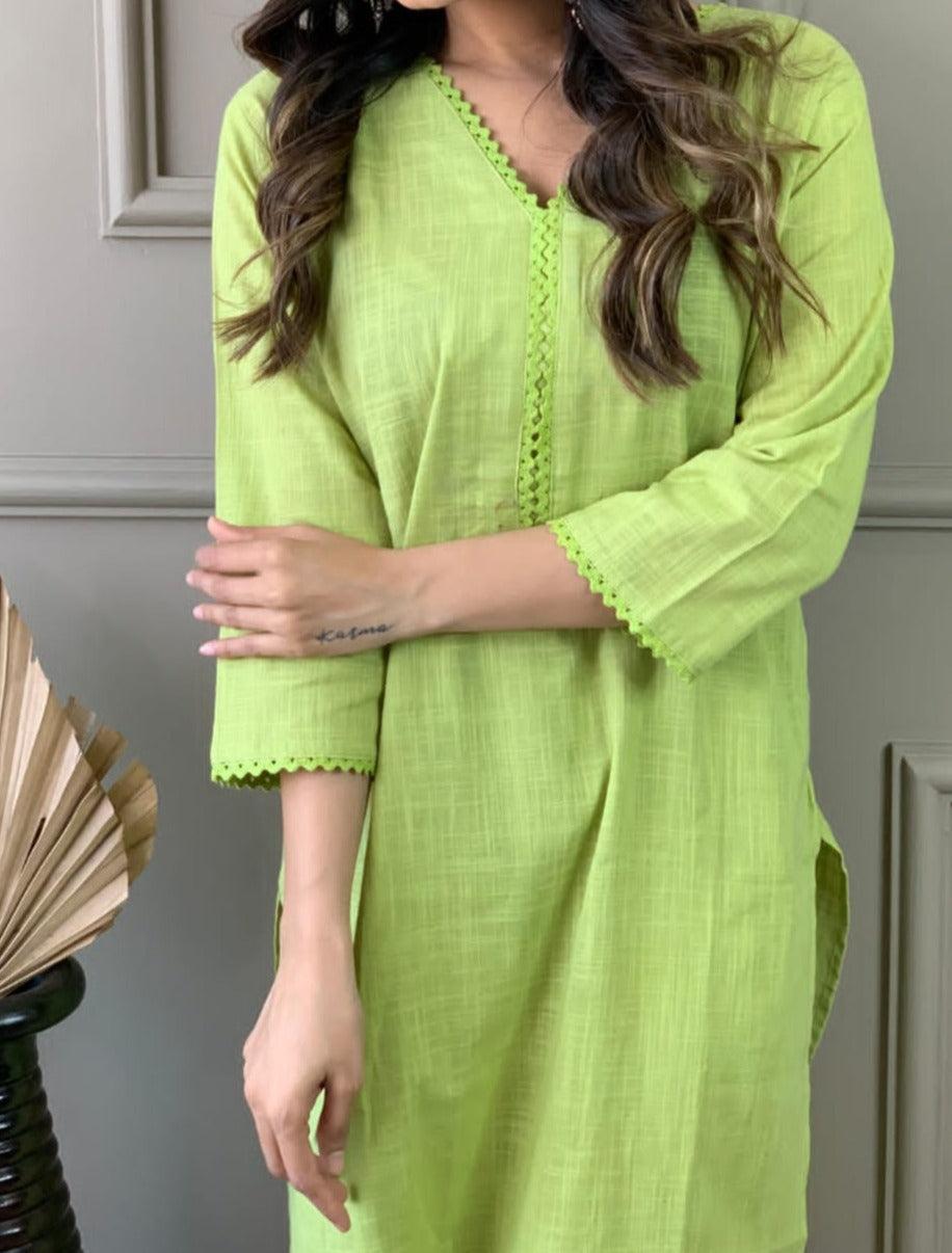 Satire Of Attire Kurti Set(Witty Green)