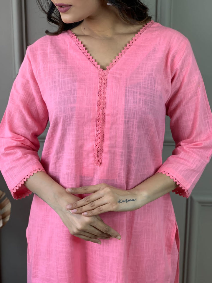 Satire Of Attire Kurti Set(Priceless Pink)