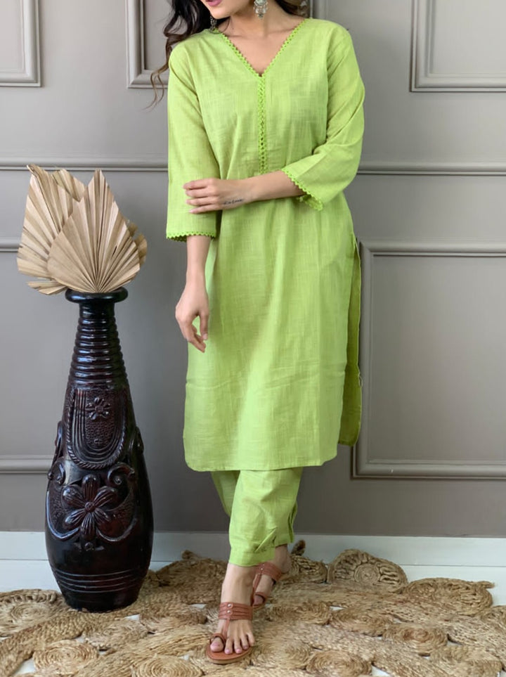 Satire Of Attire Kurti Set(Witty Green)