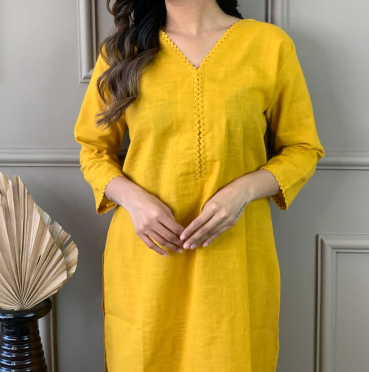 Satire Of Attire Kurti Set(Jolly Yellow)